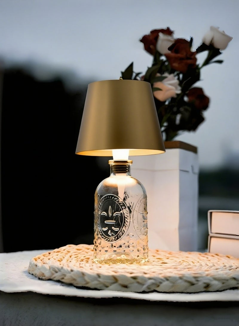 LED Glass Bottle Lamp Wireless Rechargeable Touch Control 3 Color Dimmable Night Light Bottle Shade Lamp for Home Bar Restaurant Party Decoration - Image 1