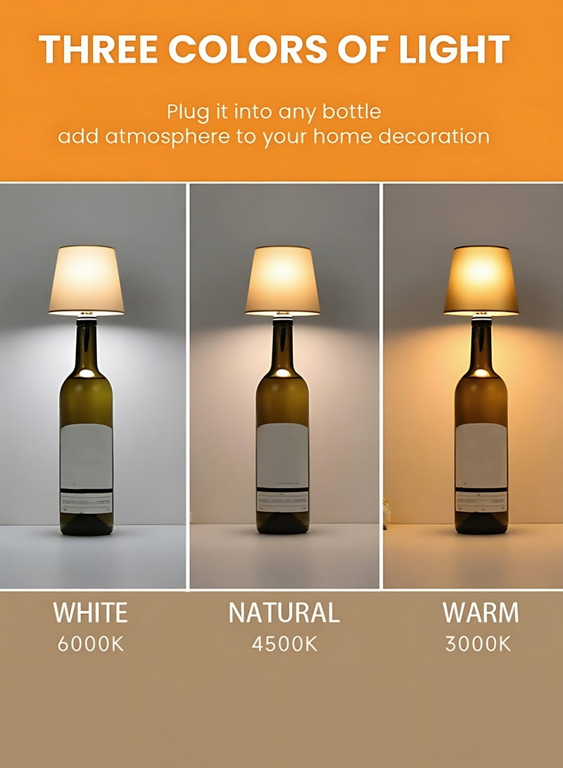 LED Glass Bottle Lamp Wireless Rechargeable Touch Control 3 Color Dimmable Night Light Bottle Shade Lamp for Home Bar Restaurant Party Decoration - Image 4