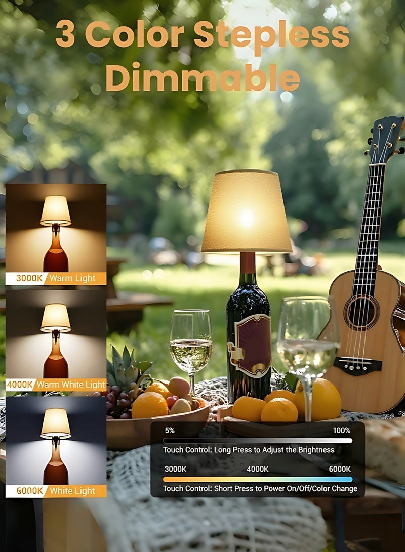 LED Glass Bottle Lamp Wireless Rechargeable Touch Control 3 Color Dimmable Night Light Bottle Shade Lamp for Home Bar Restaurant Party Decoration - Image 3