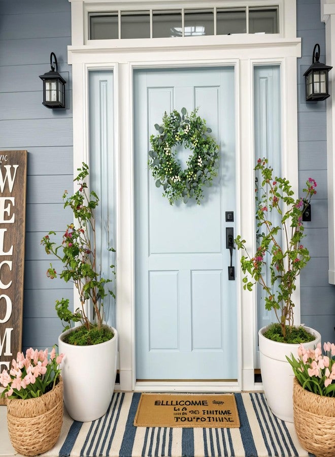 MDSTBN 26 inch Eucalyptus Wreath Spring Summer Wreaths for Front Door, Artificial Large All Seasons Wreaths with with for Farmhouse Porch Wall Living Room Home Widding Decor - Image 3
