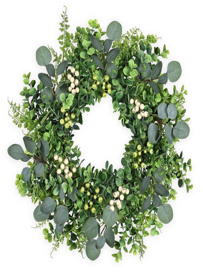MDSTBN 26 inch Eucalyptus Wreath Spring Summer Wreaths for Front Door, Artificial Large All Seasons Wreaths with with for Farmhouse Porch Wall Living Room Home Widding Decor - Image 1