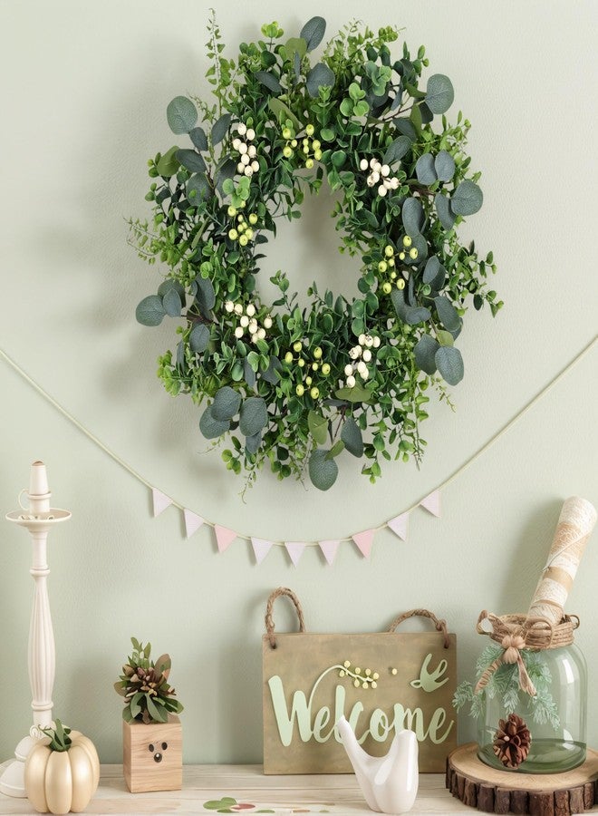 MDSTBN 26 inch Eucalyptus Wreath Spring Summer Wreaths for Front Door, Artificial Large All Seasons Wreaths with with for Farmhouse Porch Wall Living Room Home Widding Decor - Image 5