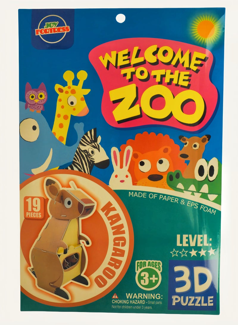 Kids' Zoo Animals DIY Puzzle: 3D Kangaroo Paper Model Kit - Easy Build Educational Toy to Boost Spatial IQ - Image 2