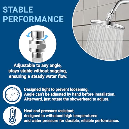 KAEZDD Shower Connector Ball Joint Shower Head Swivel Ball Adapter Brass Adjustable Shower Arm Extension Universal Component Polish Chrome - Image 5