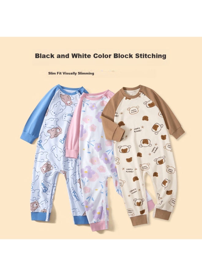 TINSINO Qiansinia Children's Jumpsuit Uni Kids Pajamas Toddler Homewear Colorblock Jumpsuit - Image 3