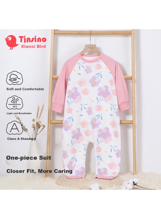 TINSINO Qiansinia Children's Jumpsuit Uni Kids Pajamas Toddler Homewear Colorblock Jumpsuit - Image 1