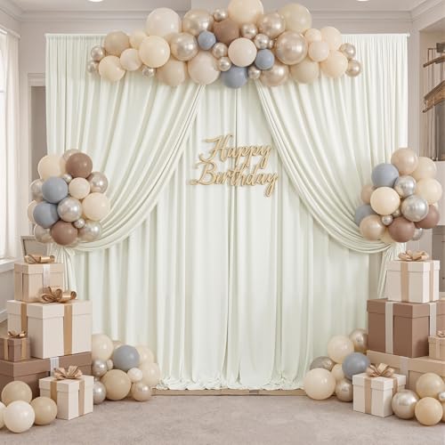 NSSONBEN 10ft x 8ft Ivory Backdrop Curtain for Parties, Polyester Photo Backdrop Drapes for Wedding Birthday Baby Shower Party Photography Background Home Decor - Image 1