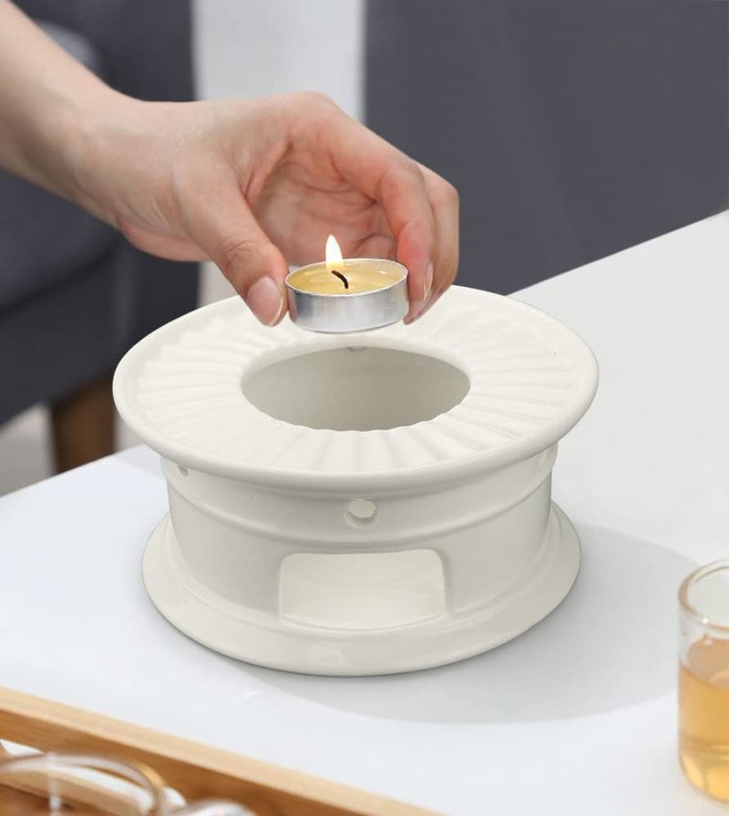 Sun's Tea Universal Ceramic Teapot Warmer | Tea Warmer - Round (Size - 4.25 in / 11 cm Diameter) - Candle Never Flames Out - Image 2