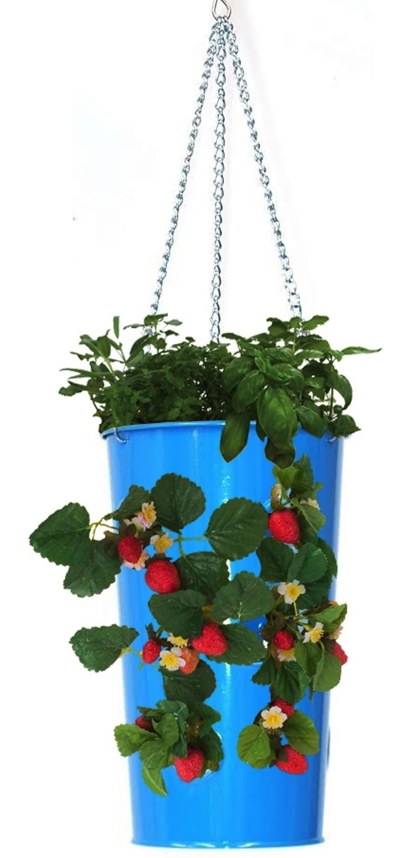 HIT Houston International 8398E B 7-Inch Steel Hanging Planter, Blue - Image 1