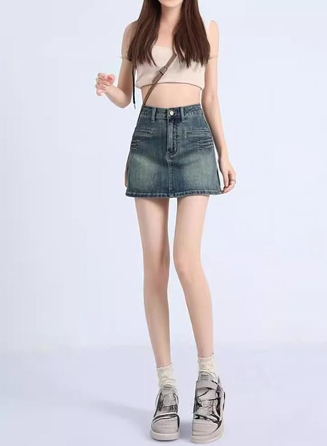 YUNIQEE Blue A-Line Mini Denim Skirts - Image 4