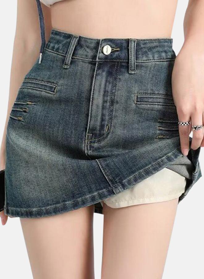 YUNIQEE Blue A-Line Mini Denim Skirts - Image 5