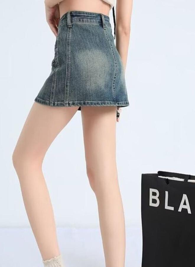 YUNIQEE Blue A-Line Mini Denim Skirts - Image 3