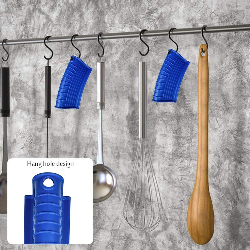 EVAHOM Silicone Assist Handle Holder, Hot Skillet Handle Covers Pot Grip Handle Sleeve Cast Iron Skillets Non-Slip Heat Resistant Pan Grip Cover for Cast Iron Woks Frying Pans Griddles Skillets (Blue) - Image 4