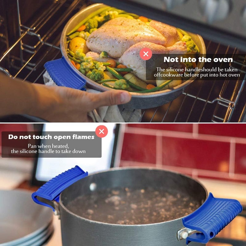 EVAHOM Silicone Assist Handle Holder, Hot Skillet Handle Covers Pot Grip Handle Sleeve Cast Iron Skillets Non-Slip Heat Resistant Pan Grip Cover for Cast Iron Woks Frying Pans Griddles Skillets (Blue) - Image 5