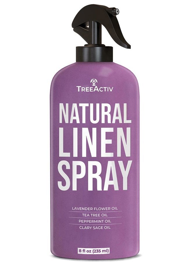 TreeActiv Natural Linen Spray, 8 fl oz, Lavender Spray for Sleep, Linen Spray for Beddings, Pillows, and Sheets, Lavender Bed Spray with Lavender and Tea Tree, Pillow Mist Freshener, 2000+ Sprays  - Image 1
