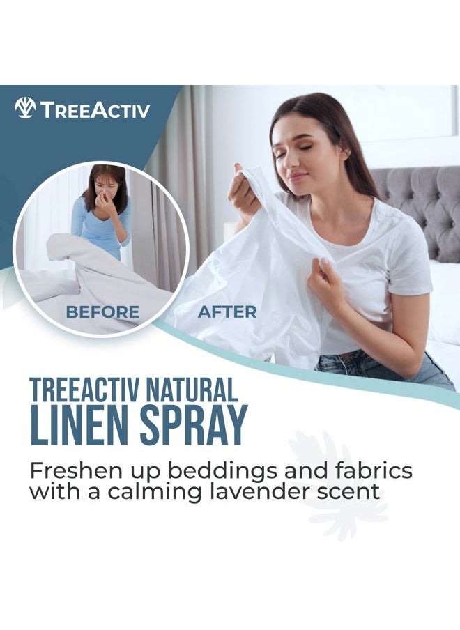 TreeActiv Natural Linen Spray, 8 fl oz, Lavender Spray for Sleep, Linen Spray for Beddings, Pillows, and Sheets, Lavender Bed Spray with Lavender and Tea Tree, Pillow Mist Freshener, 2000+ Sprays  - Image 2