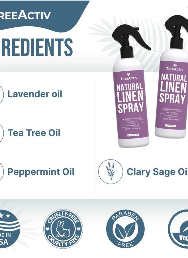 TreeActiv Natural Linen Spray, 8 fl oz, Lavender Spray for Sleep, Linen Spray for Beddings, Pillows, and Sheets, Lavender Bed Spray with Lavender and Tea Tree, Pillow Mist Freshener, 2000+ Sprays  - Image 5