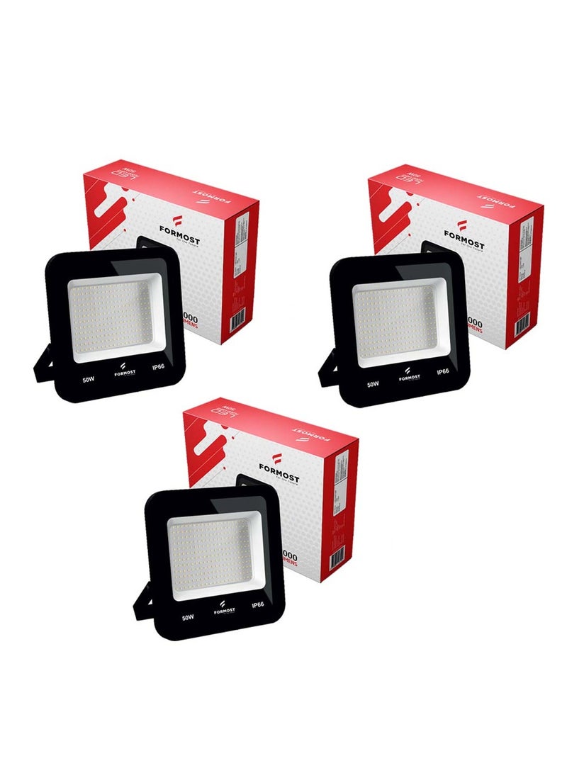 FORMOST FORMOST LED Flood Light | IP66 Water Resistant | Bright Light Output | Impact Proof Outdoor Light | 440V High Voltage Output | Superior Built Quality (50W, Pack of 3)  - Image 1