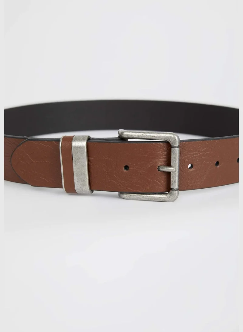 DeFacto Faux Leather Metal Rectangle Buckle Belt