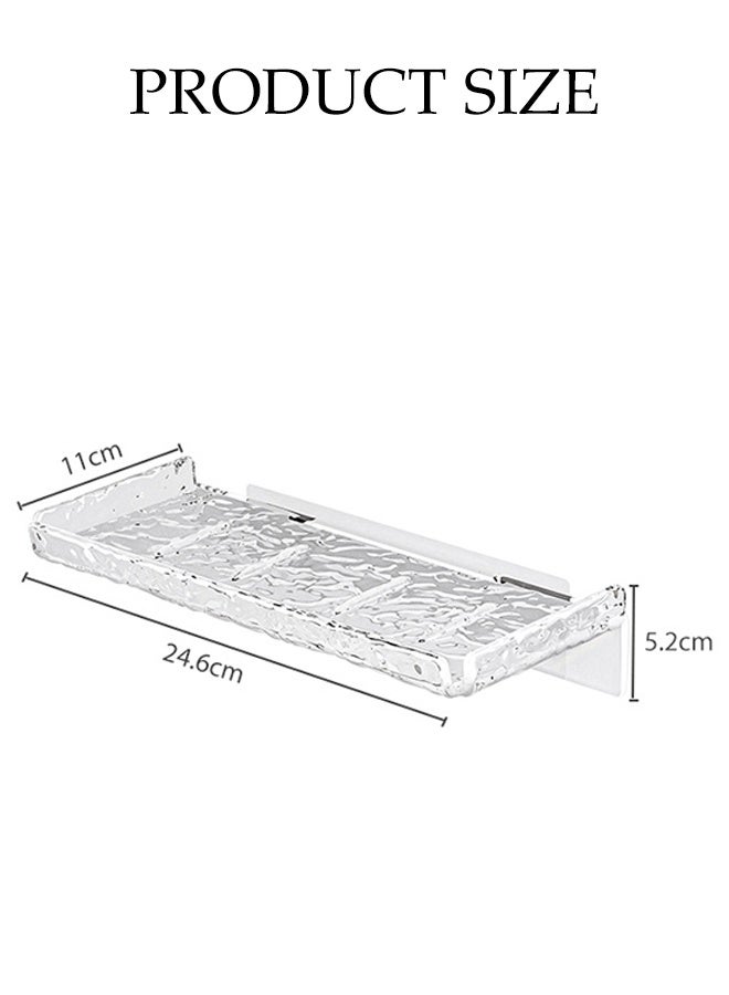 DUNISO 2-Piece Acrylic Floating Shelves,Water Ripple rack Easy To Install No Drill For Kitchen or Bathroom,Drain Shelf ,Plastic Storage Rack for Washstand Sink - Image 2