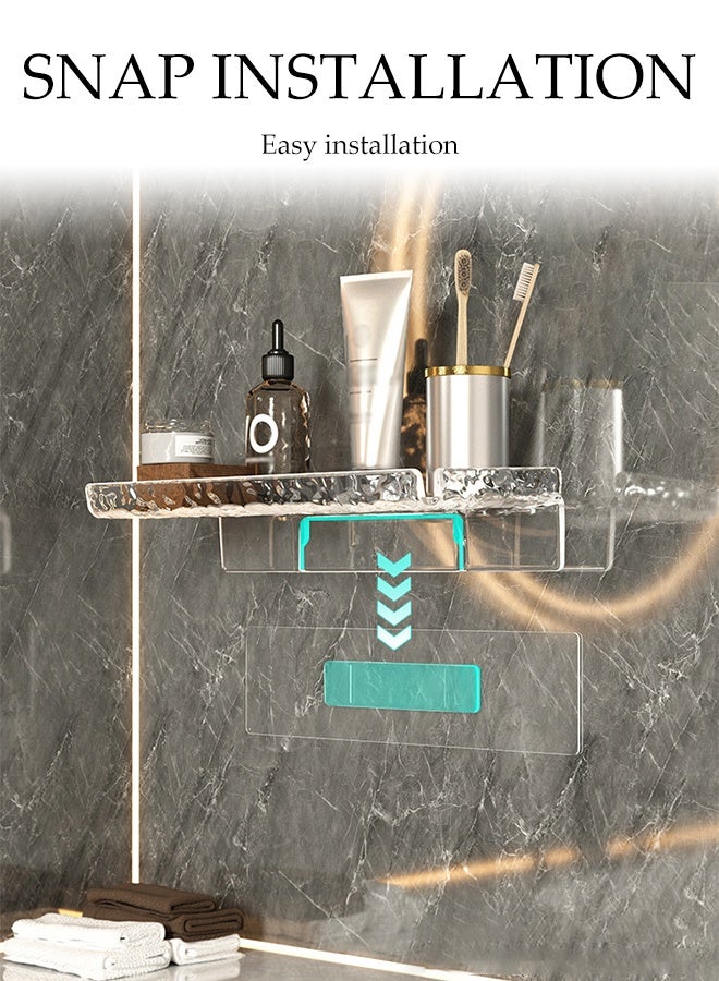 DUNISO 2-Piece Acrylic Floating Shelves,Water Ripple rack Easy To Install No Drill For Kitchen or Bathroom,Drain Shelf ,Plastic Storage Rack for Washstand Sink - Image 3