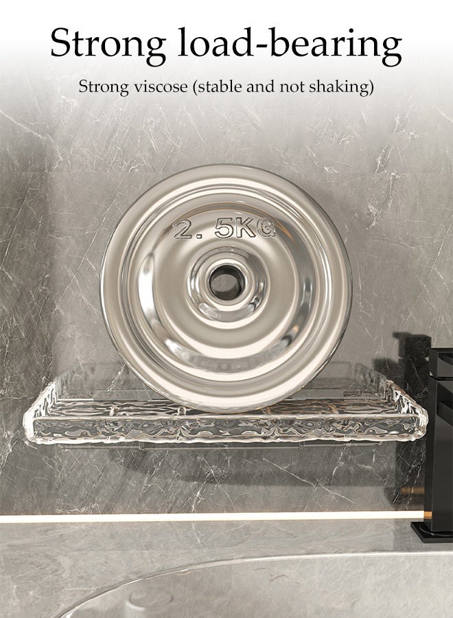 DUNISO 2-Piece Acrylic Floating Shelves,Water Ripple rack Easy To Install No Drill For Kitchen or Bathroom,Drain Shelf ,Plastic Storage Rack for Washstand Sink - Image 5