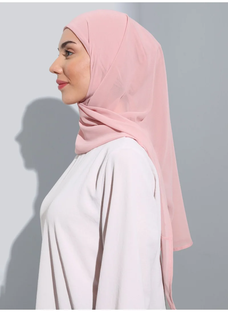 إيكاردين ST103-BONELİ Chiffon Oval Scarf 13 Powder- Powder -