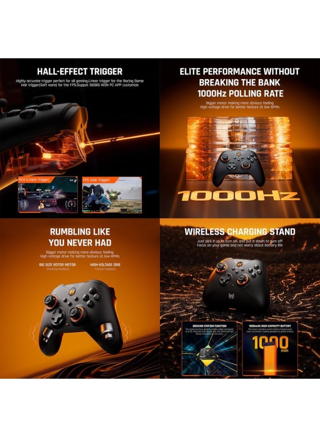 PC Controllers, Gale Hall Wireless Controllers, Motion Control, Hall Joysticks&Triggers, 3 Pairs of Thumbsticks, PC App Game Controllers for Switch/PC/iOS/Android Wireless Gaming Controller  - Image 5