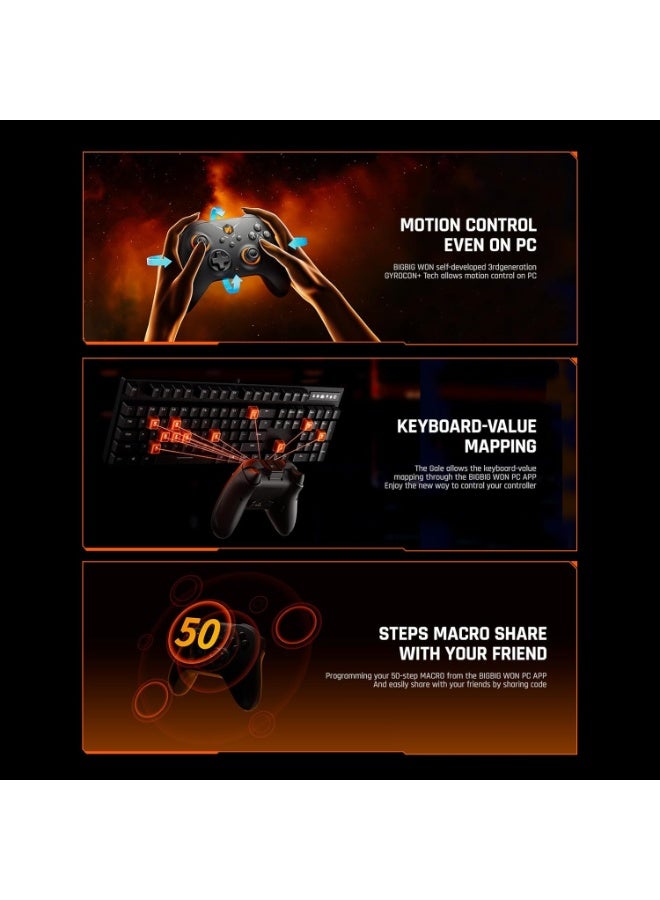 PC Controllers, Gale Hall Wireless Controllers, Motion Control, Hall Joysticks&Triggers, 3 Pairs of Thumbsticks, PC App Game Controllers for Switch/PC/iOS/Android Wireless Gaming Controller  - Image 4