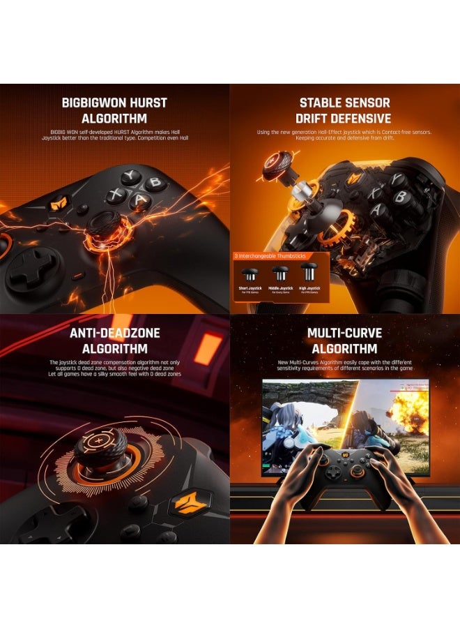 PC Controllers, Gale Hall Wireless Controllers, Motion Control, Hall Joysticks&Triggers, 3 Pairs of Thumbsticks, PC App Game Controllers for Switch/PC/iOS/Android Wireless Gaming Controller  - Image 3