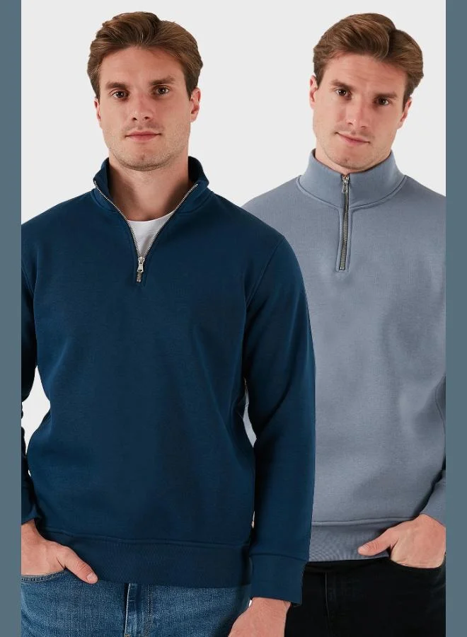 بوراتي بلوزة رجالي قطن بياقة واقفة قطعتين