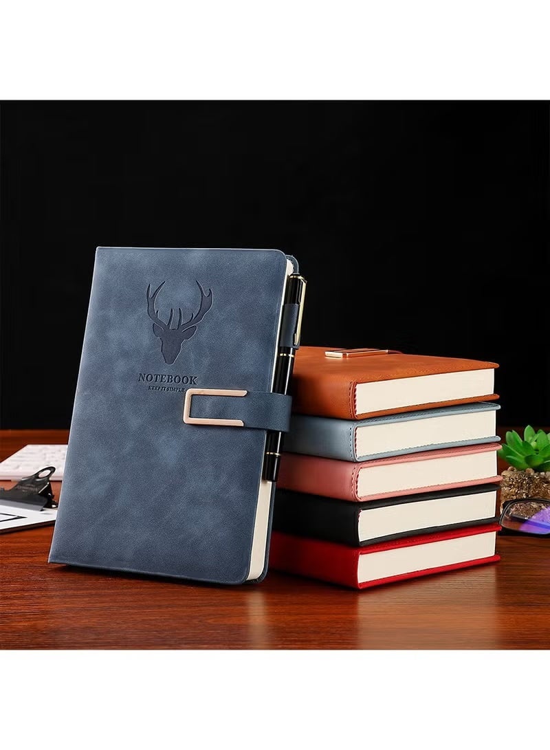 Generic Notebook Journal, A5 Button Leather Ruled Notebook 360 Pages Journal 100gsm Thick Paper Hardcover Notebook with Pocket for Working Men Women, Business Writing, Note Taking, School Office (Haze Blue) - Image 5