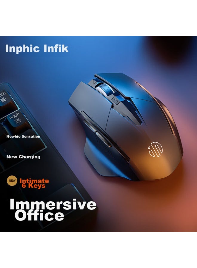 Inphic F1 Wireless Rechargeable Mouse, Quiet, Ergonomic, For Office, Computer, Desktop, Laptop, 2.4g Universal, Portable, Type-c, Black - Image 1