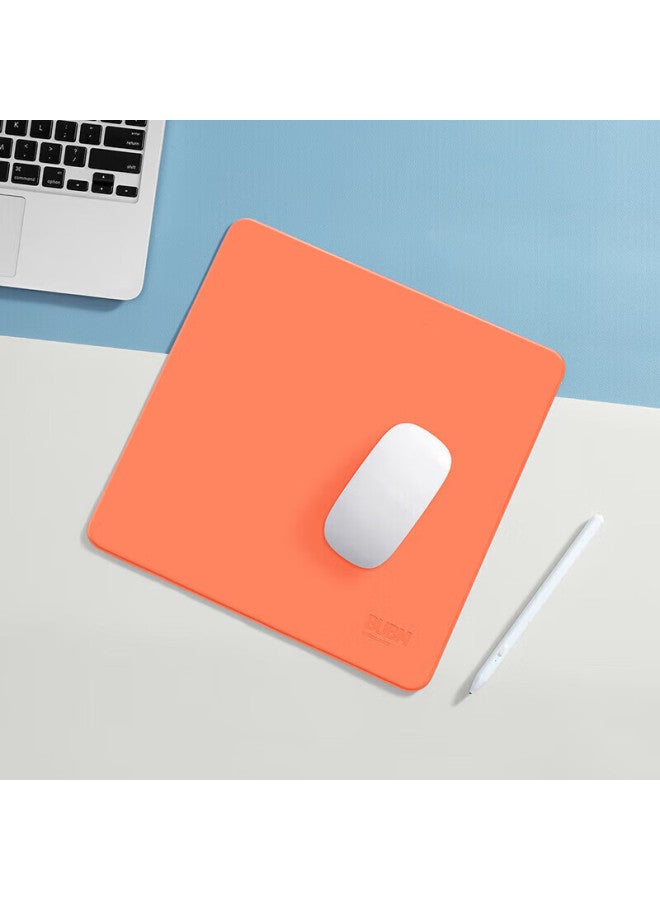 Biyoumei Liquid-feel Double-sided Mouse Pad For Home, Office And Gaming, Smooth Leather Pad For Laptop And Desktop Computer, Portable Mouse Mat, Orange + Pink