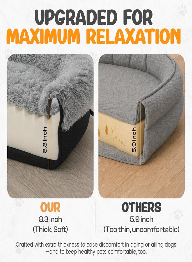 Miorun Fluffy Orthopedic Dog Bed for Extra Large Dogs, Calming Plush Sofa Bed with Curved Bolster Support and Egg-Crate Foam Base, 48" Cozy Oval Pet Donut Bed with Washable Cover, Gray - Image 4
