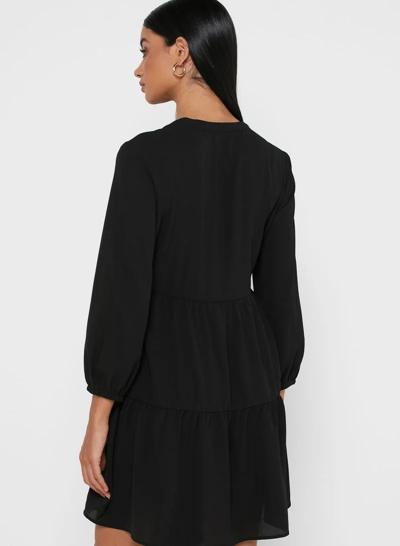 ONLY Tiered Hem V-Neck Dress