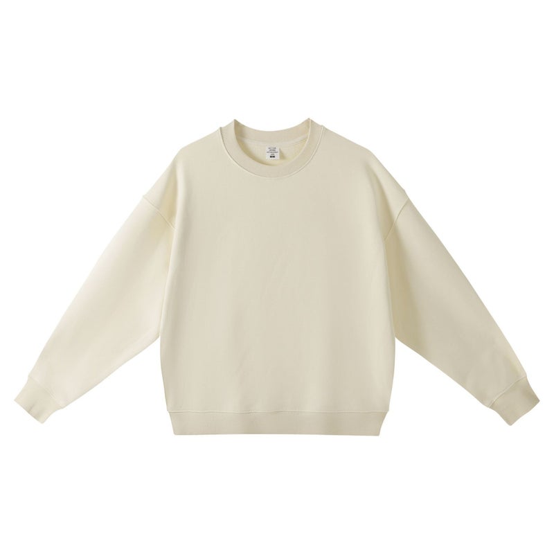 Round Neck Basic Style 420G Heavyweight Terry Sweatshirt Men's Trendy Brand Korean Style Simple Versatile Long Sleeve Base Layer Sweatshirt for Autumn