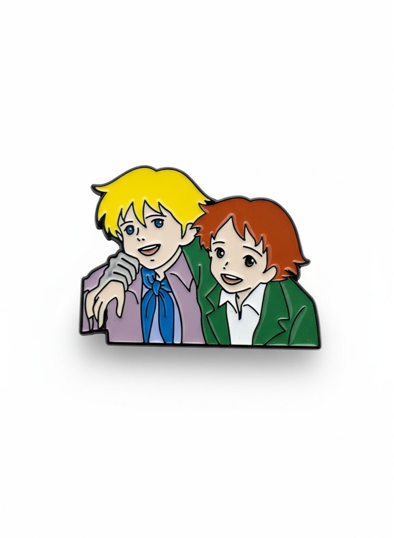 Space Two-piece metal mobile sticker of Alfredo and Remo from the Friends of the Covenant anime series and the Spacetoon channel logo - Image 2