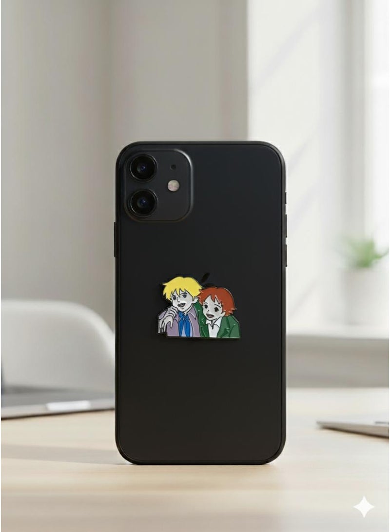 Space Two-piece metal mobile sticker of Alfredo and Remo from the Friends of the Covenant anime series and the Spacetoon channel logo - Image 4