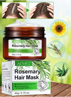 ALIVER Rosemary Hair Mask Infused with Biotin Rosemary Strengthening Hair Masque Deep Conditioner for Dry Damaged and Frizzy Hair Strengthens and Nourishes Hair Natural Organics Rosemary Mint Hair Mask 60g  - Image 1
