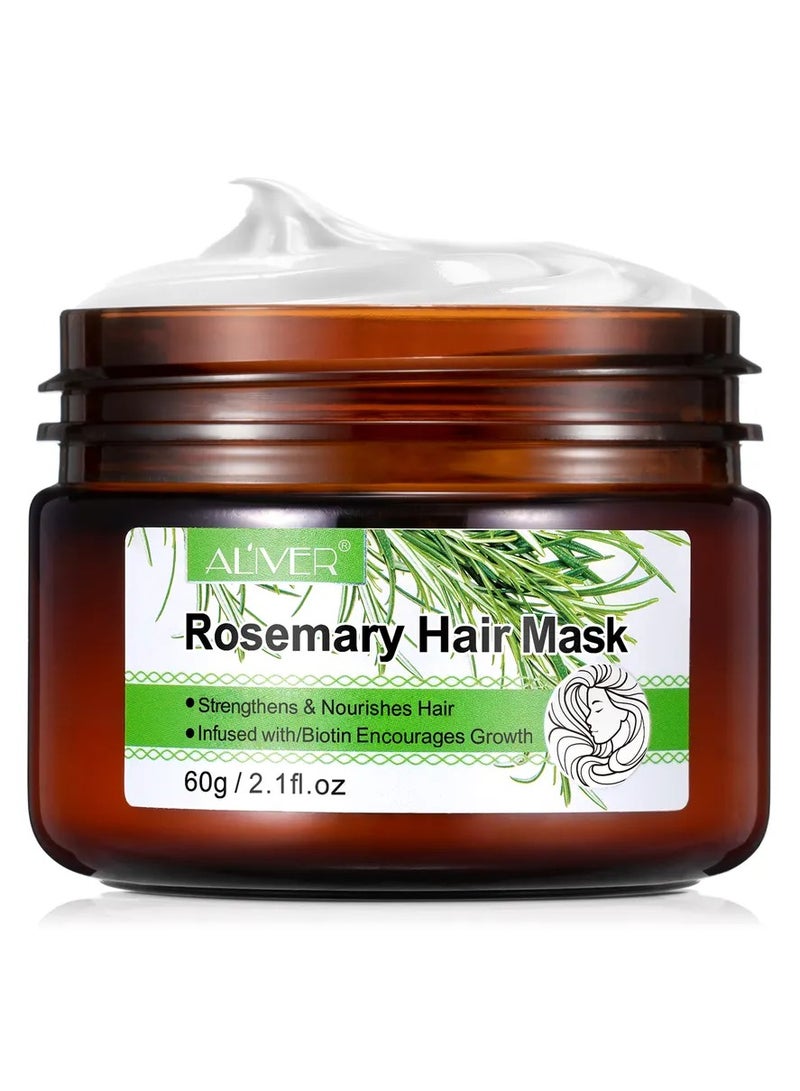 ALIVER قناع الشعر بالروزماري مع البيوتين قناع تقوية الشعر بالروزماري مرطب عميق للشعر الجاف والتالف والمجعد يقوي ويغذي الشعر قناع الشعر بالروزماري والنعناع من Natural Organics 60 جرام - Image 3