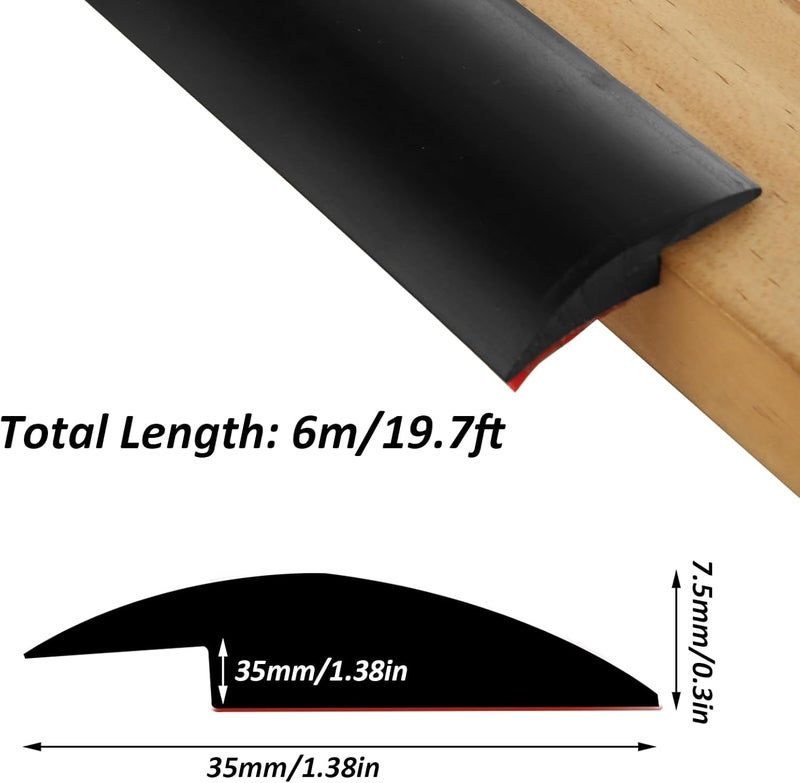 SENENQU Carpet Floor Transition Strip 20Ft SelfAdhesive Carpet to Tile Transition Edging Trim Suitable for Doorways Threshold Cover Height Within 5mm  Black - Image 2