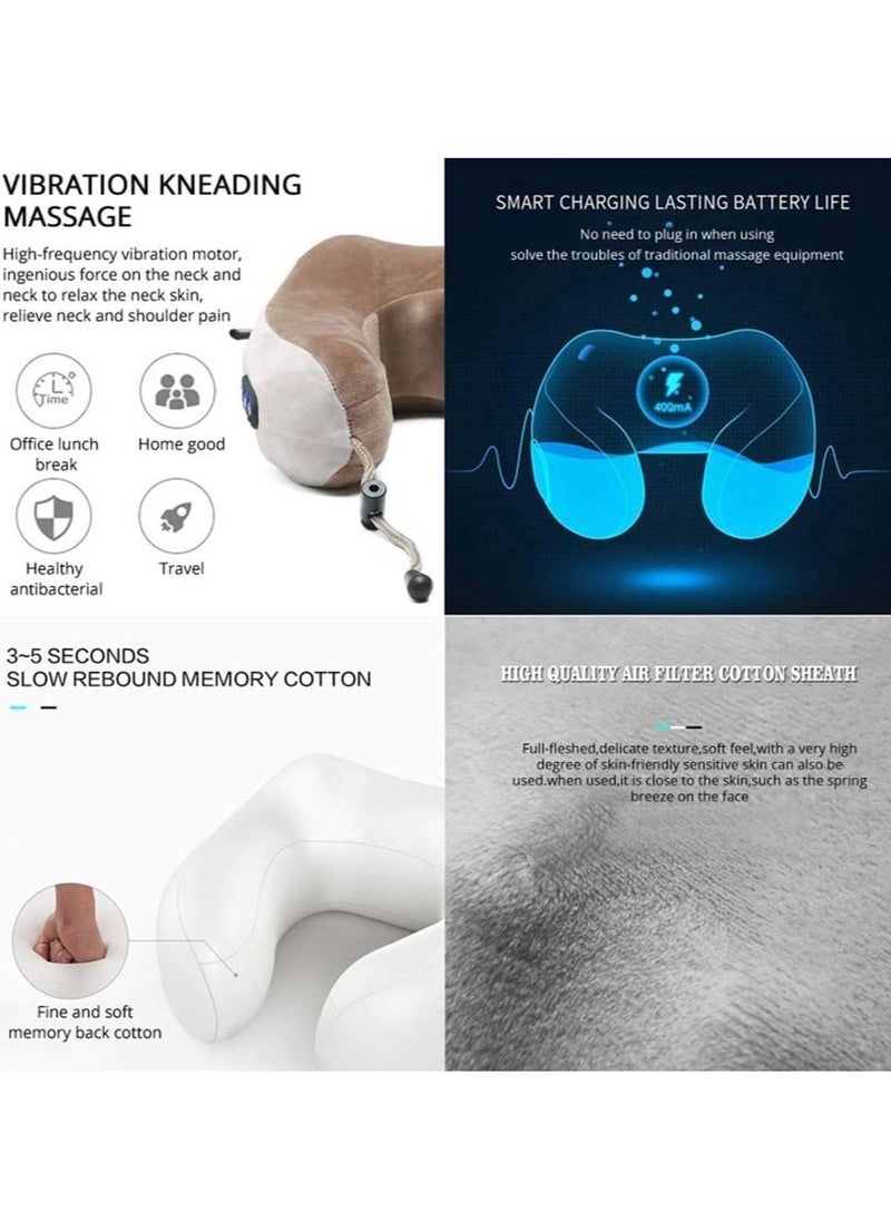 TIGER Electric Travel Neck Massage Pillow – U-Shaped Memory Foam with Kneading Vibration, Cervical Pain Relief, Ideal for Airplane, Train, and Car – Portable, Comfortable, and Relaxing Neck Massager for Travel  - Image 3