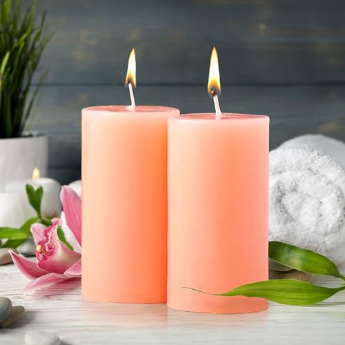 IRIS Home fragrances Pack of 2 Peach Pomegranate Fragranced Pillar Candles- 160gm Each- 2"X 4" (Peach Pomogranate) - Image 1