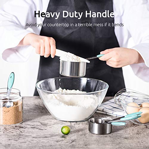 U-Taste Measuring Cups : U-Taste 18/8 Stainless Steel Measuring Cups and Spoons Set of 10 Piece, Upgraded Thickness Handle(Aqua Sky) - Image 5