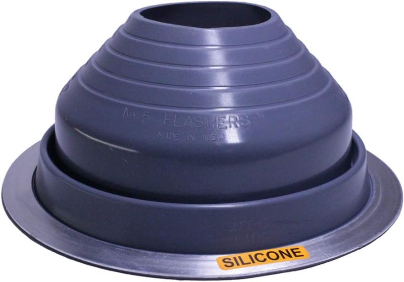 Flashers #5 Silicone Grey High Temp Round Flexible Roof Jack Pipe Boot Metal Roofing Pipe Flashing (Pipe OD 4-1/4" to 7-1/2") - 100% Made in The USA - Image 1