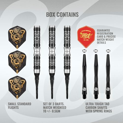 Shot طقم سهام شوت! دارتس فايكنغ وولف 90% تنغستن مع رأس ناعم | براميل احترافية للوحة دارت إلكترونية | وزن أمامي للدقة | أسلوب، قوة، وتحكم في القبضة | صنع في نيوزيلندا - Image 3