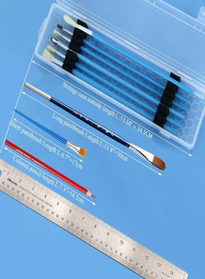 RISLISO 13 Inch Paint Brush Container Box with Foam Insert & Lid for Long Handled Artist PaintBrush,Portable Miniature Hard Plastic Travel Watercolor Brush Holder Case Without Brushes - Image 3