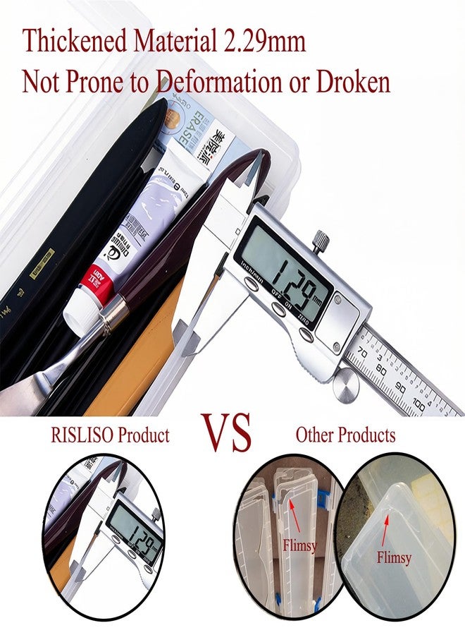 RISLISO 13 Inch Paint Brush Container Box with Foam Insert & Lid for Long Handled Artist PaintBrush,Portable Miniature Hard Plastic Travel Watercolor Brush Holder Case Without Brushes - Image 5