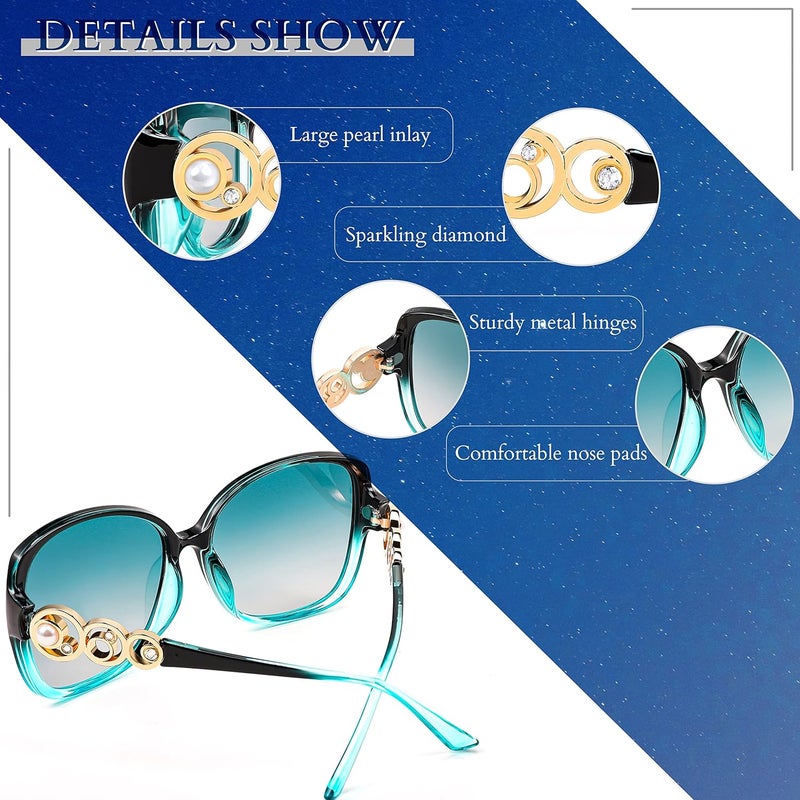 FEISEDY Polarized Fashion Sunglasses Oversized Women Trendy Square Frame with Pearl Sparkling B2821 - Image 5